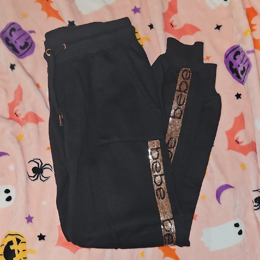 Black Kids Joggers with Gold Accents